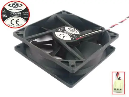 

TOP MOTOR DF1209SM DC 12V 0.25A 90x90x25mm 3-wire Server Cooling Fan