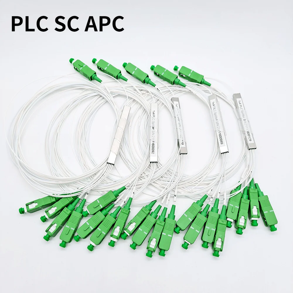 Free Shipping High Quality 1X2 1X4 1X8 1X16 1X32 PLC SC/APC SM 0.9mm G657A1 PVC 1m FTTH Fiber Optic Splitter PLC Splitter 10 PCS