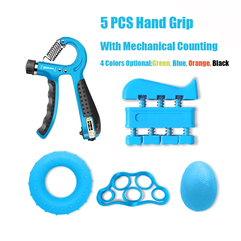 

5Pcs/Set R-Shape Adjustable Spring Hand Grip Sports Strength Expander Countable Exercise Hand Strengthener Finger Grip Trainer