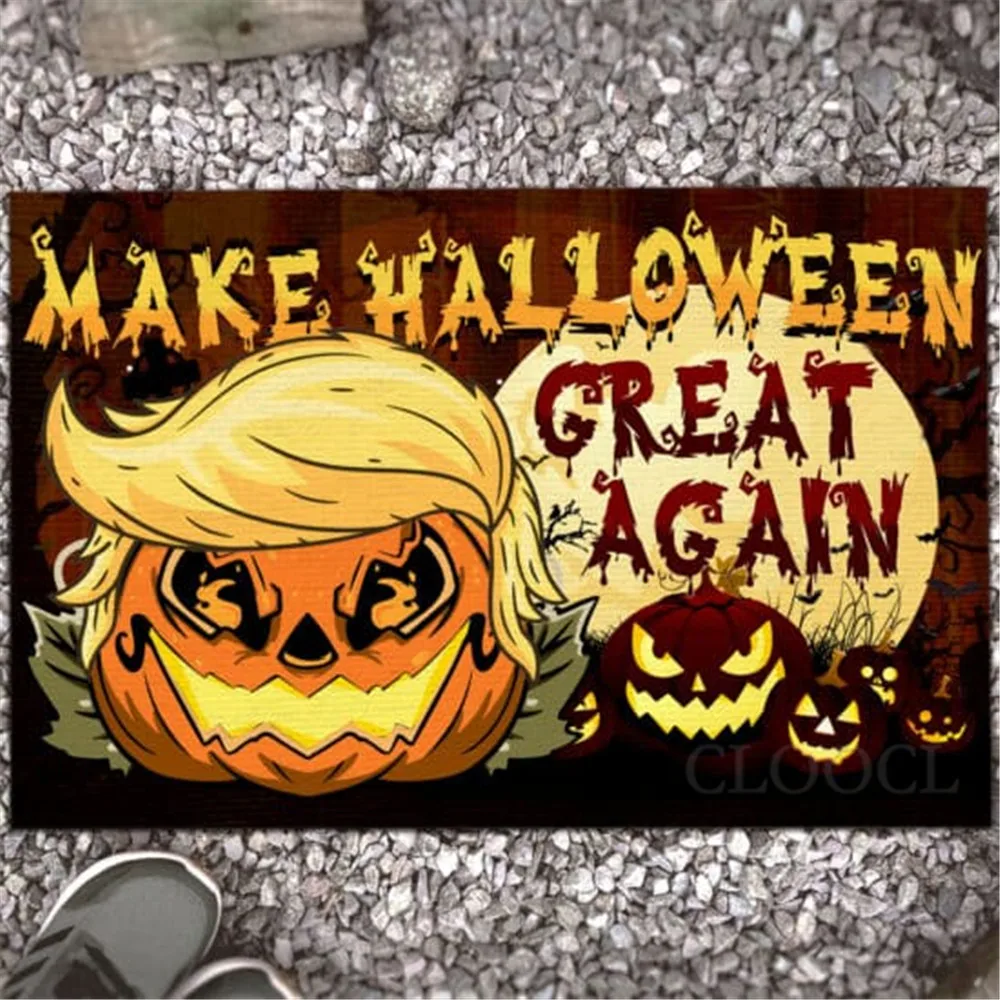 HX Halloween Doormats Make Halloween Great Again Funny Trump Pumpkin House Doormat Outdoor Indoor Mats