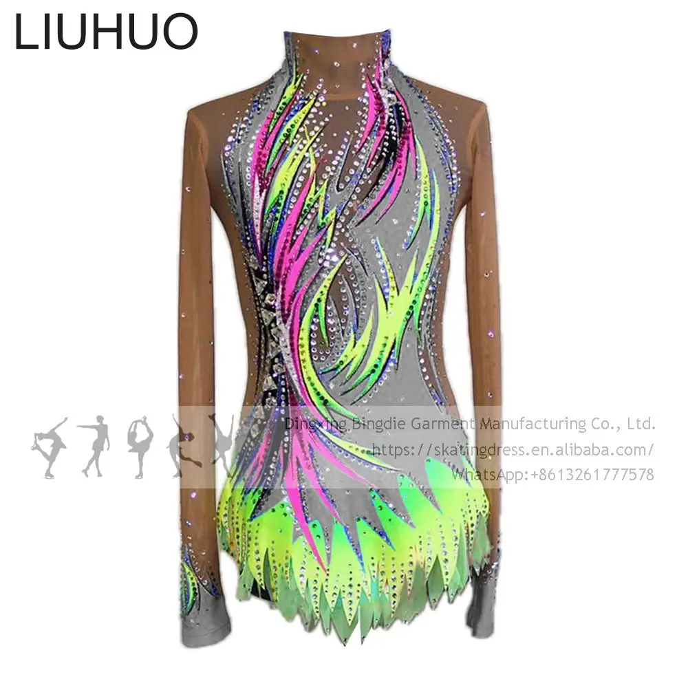 Figure Skating Dress Women Girls Christmas Costume Performance Gymnastics Leotards Sublimation Competition Dress for Ice Skating