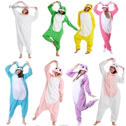 Adorável animal coelho velo feminino coelho macacão adulto unisex cosplay traje pijama pijamas masculino halloween partyaccoon kigurumi