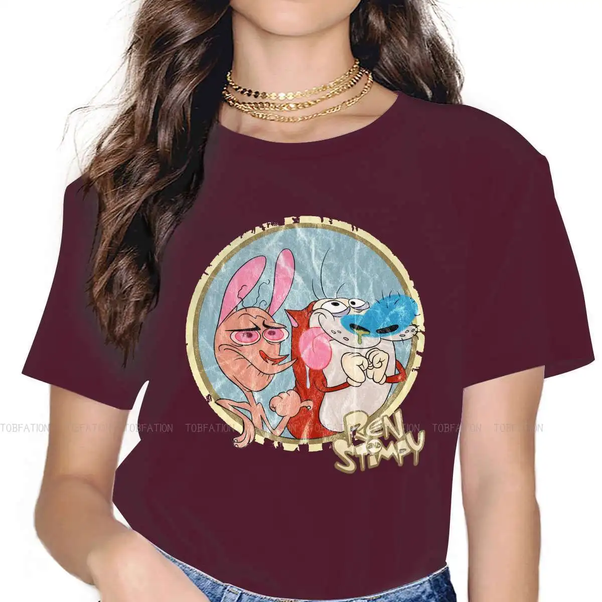 The Ren Stimpy Show Comedy Fantasy TShirt for Woman Girl 90's Cartoon 5XL Leisure Sweatshirts T Shirt High Quality Fluffy