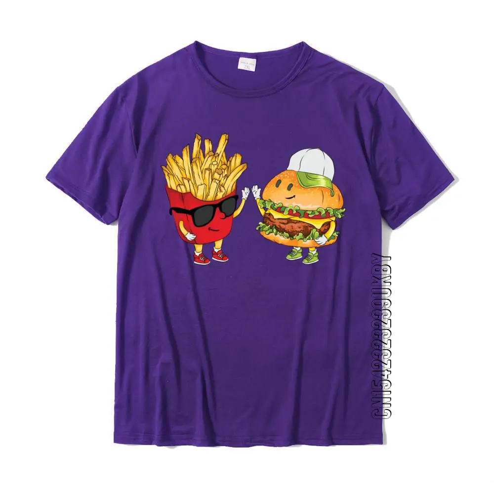 Hamburger Fries High Five Cool Fun Combo Snacks Funny Gift T-Shirt Cotton Tops Tees Printed Plain Printed Tshirts