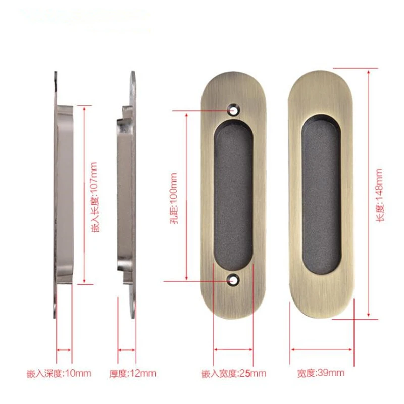 FAST SHIPPING Tatami Handle for sliding door Zinc Alloy Flush Pull Flush Handle Cabinet Handle Drawer Pull hole distance 100mm