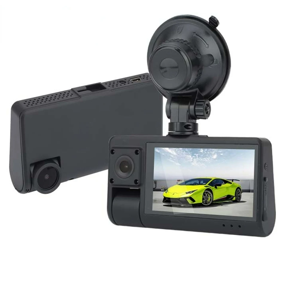 3 Inch Hottest 3 Cameras Dashboard  Dash Cam Video Playback Time-lapse Video Dash Cam Dual Camera