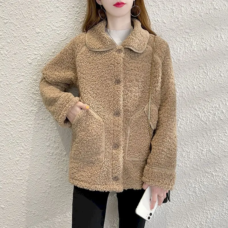 Lamb Fur Coat Women Clothes 2024 Autumn Winter New Korean Loose Versatile Fashion Warm Jackets Casual Outerwear Womens Jacket