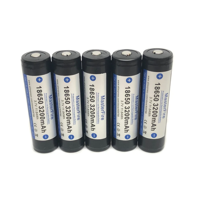 

Wholesale MasterFire Original 3200mah 18650 3.7V 11.84Wh Rechargeable Lithium Battery Protected Batteries with PCB Made in Japan