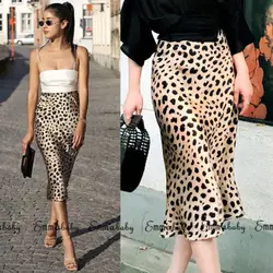 Faldas de estilo coreano para mujer, falda con estampado de leopardo, de cintura alta, ajustada, ropa de calle, novedad de verano