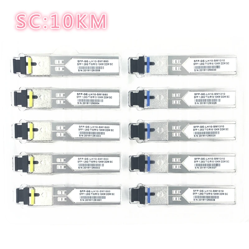 

SC SFP Fiber optic module 1.25G SC 10KM 1310/1550nm Single Fiber SFP Optical Module pairs compatible with Mikrotik Cisco