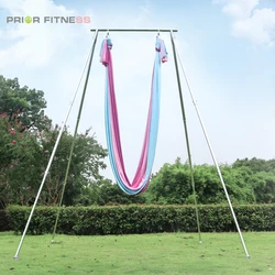 3.4 meters Height Adjustable Portable Aerial Rig Magnesium Alloy Yoga Hammock Stand Silver Silk Frame with Carrying Bags