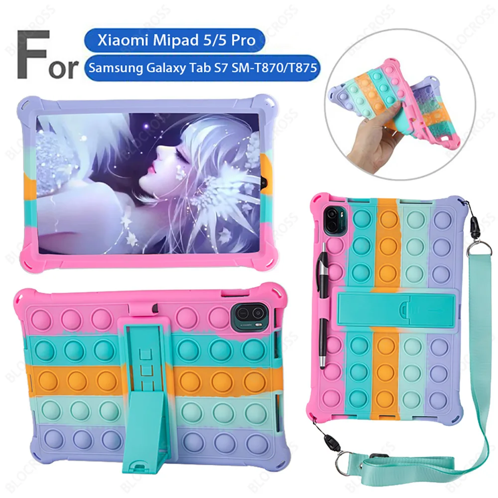 

Pop Push It Case for Samsung Galaxy Tab S7 SM-T870/SM-T875 Bubble Soft Silicone Stand Case for Xiaomi Mipad5/5pro 11"(2021)Funda