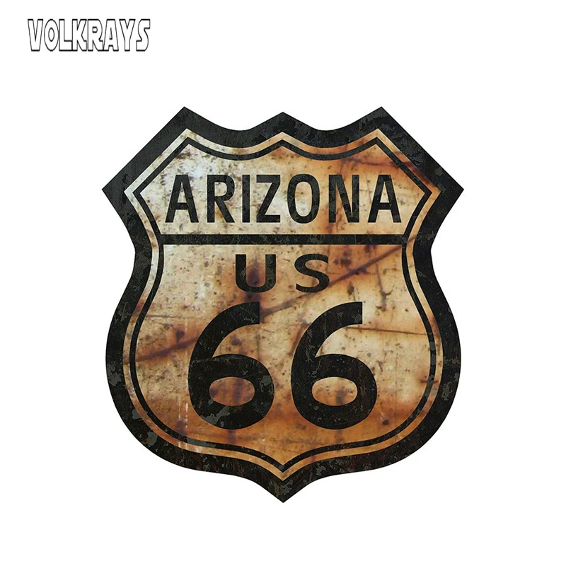 Volkrays Creative Car Stickers Route 66 Arizona Decal Sticker US Highway Sign Waterproof Decoration Accessories Vinyl,13cm*12cm