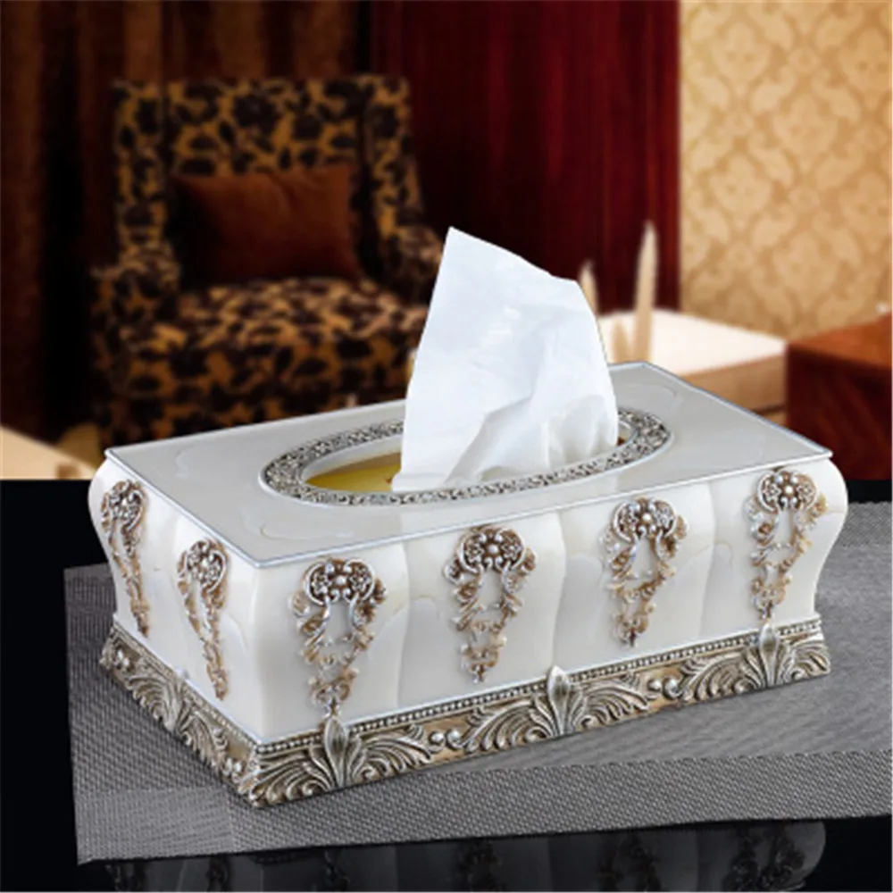 WHYOU-European Tissue Storage Box, Antique, Noble Home Decoration, Tissue Holder Box, Makeup Tools Storage, Wedding Gifts