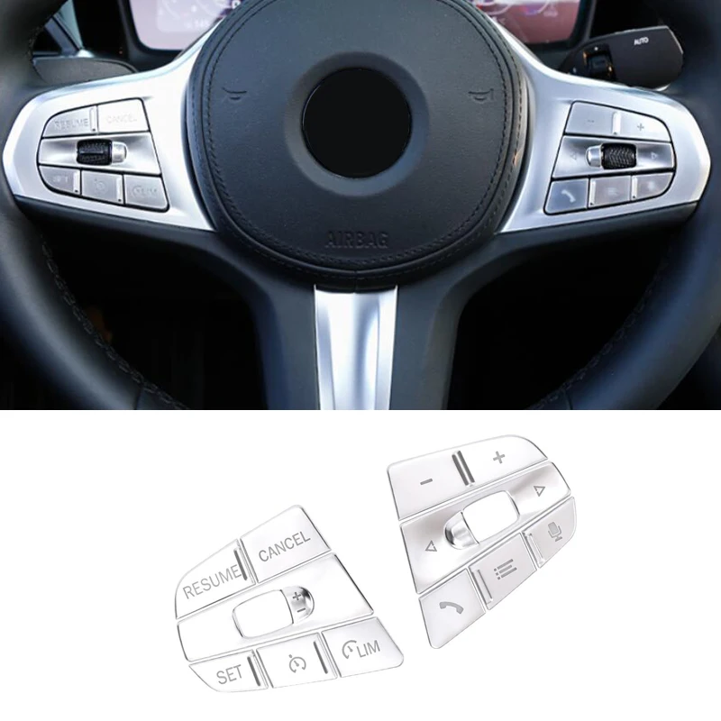 

Aluminum Car Interior Buttons Sequins Decoration Cover Trim Decals for BMW 3 series G20 G28 2020 Steering Wheel Buttons Stickers
