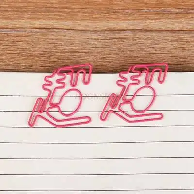 Clip de papel con forma de dibujos animados, clip de papel de plástico, 6 piezas colores