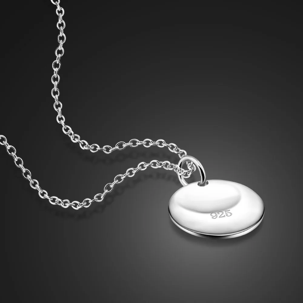 New Simple 100% 925 Sterling Silver Sweet Cool Round Pendant Wear Choker Neck Layer Collar Choker Necklace Women Girls Men