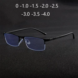 0 -1.0 -1.5 -2.0 -2.5 -3.0 -3.5 -4.0 Blue Light Blocking Square Myopia Glasses Finished Half Frame Prescription Myopes Lunettes