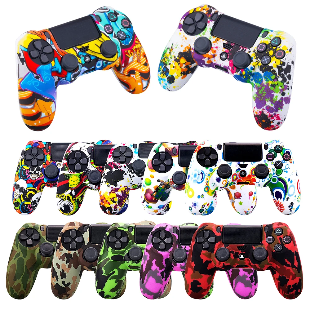 PS4 / Slim / Pro Controller Skin Grip Cover Case Protective Soft Silicone Gel Rubber Shell & Anti-slip Thumb Stick Caps For PS4