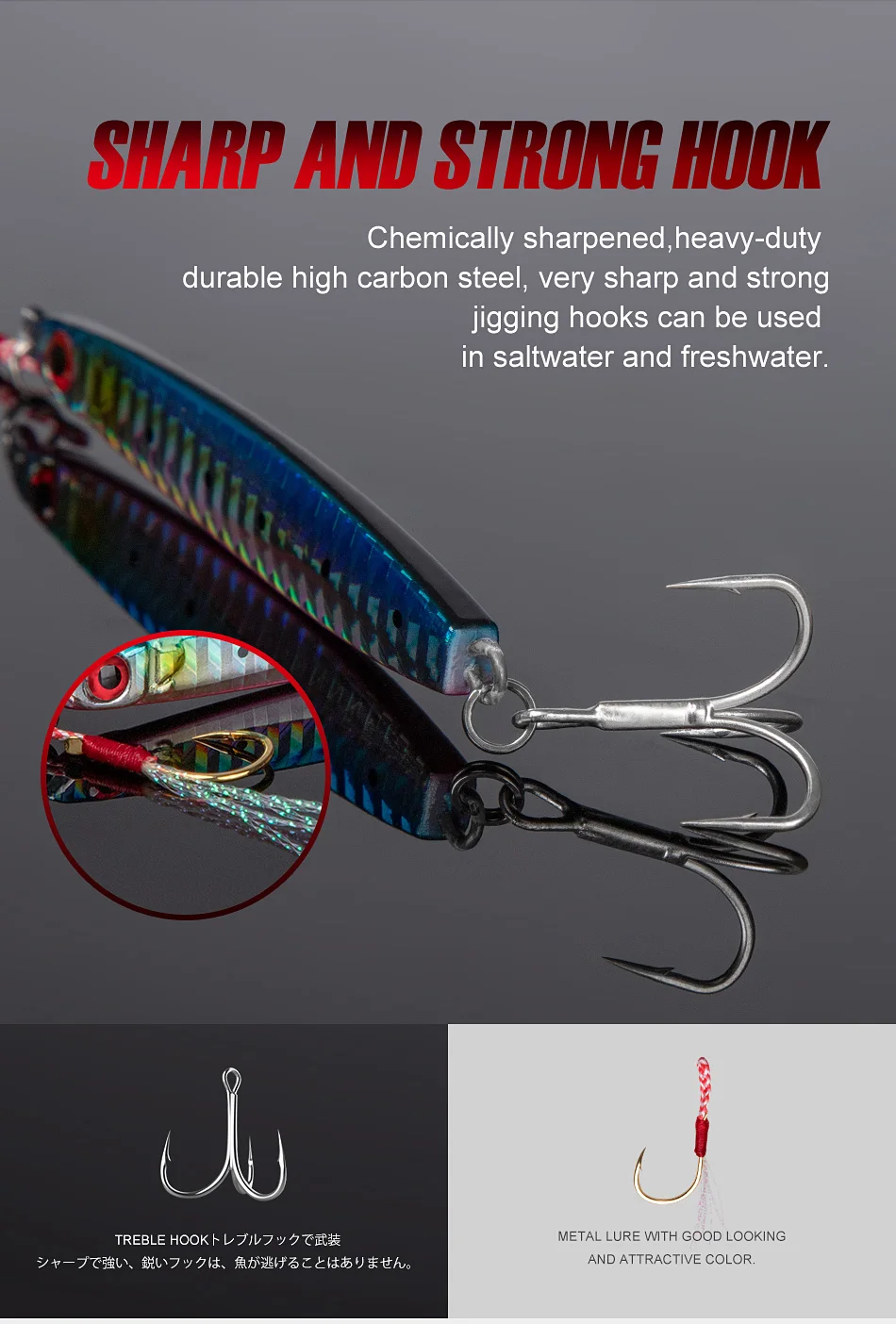 NOEBY-Sinking Metal Jig Angelköder, Löffel-Wobbler, künstlicher harter Köder, langsames Jigging zum Salzwasserangeln, 70 mm, 85 mm, 95 mm – Detail 5