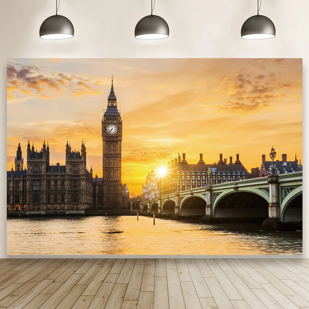 معلم شهير لندن بيغ بن المباني الحديثة جسر نهر التصوير خلفية غرفة المعيشة ديكور صور خلفية ملصق