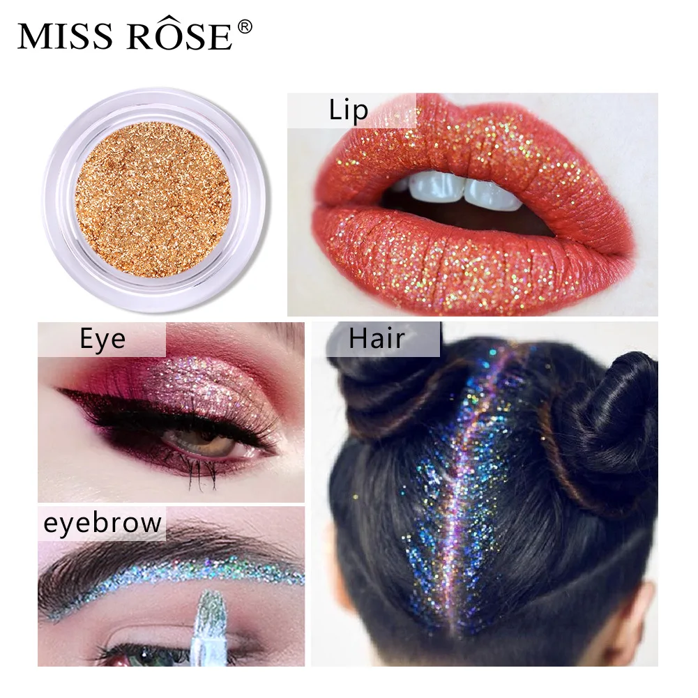 

MISS ROSE Eyeshadow Pink, Colorful Gold Cong Eye Shadow Bling High Gloss Facial Liquid Powder Festive Makeup Cosmetic Gift