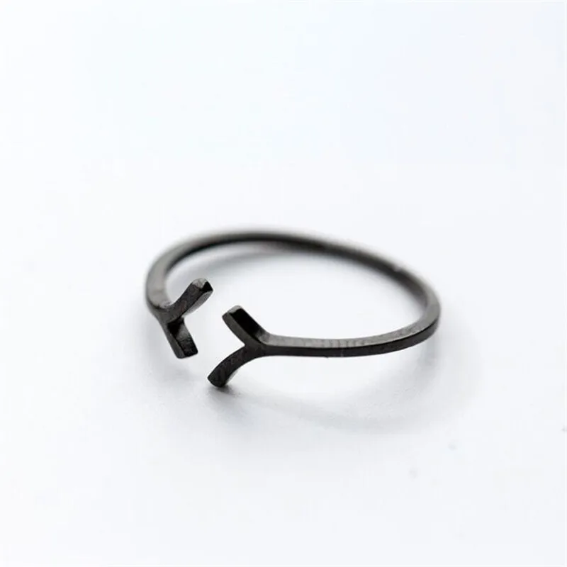 Personality Simple Fashion Exquisite Creative 925 Sterling Silver Jewelry Black Tree Branches Women Gift Opening Rings R228