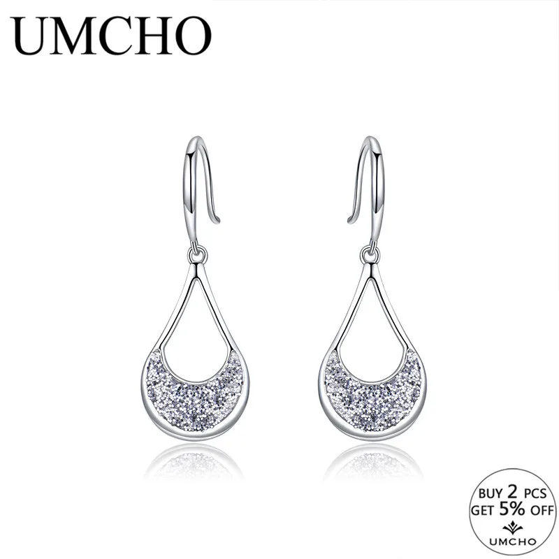 UMCHO Fashion 925 Sterling Silver Sequin Women Drop Earrings for Party Wedding Birthday Gifts Fine Jewelry Decorations