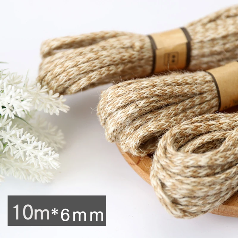 Trança de cânhamo renda diy corda de juta fio de fita de linho natural diy material artesanal 10m