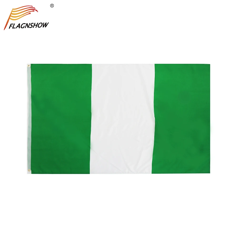 Flagnshow Nigeria Flag Big 100D Polyester 100 x 150cm Hanging Nigerian National Flags for Decoration