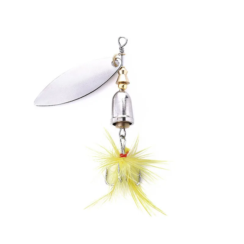 1Pcs 6g Metal Fishing Lure rotating  Spoon Lure rotated  Sequins Bait Fishing Tackle Hard Bait Spinner Bait with feathers hook