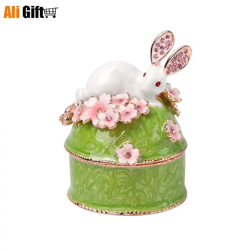 

Japanese Piearth Jewelry Box Rabbit Cherry Blossom Lovely Exquisite Small Ewelry Received Portable Gift Dressing Case