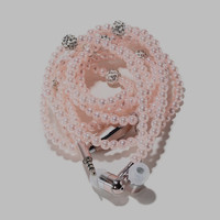 1 PCS Arrival Fashion Earphones Luxurious Bling Pearl Necklace Earphones for Girls With Mic For iphone samsung xiaomi