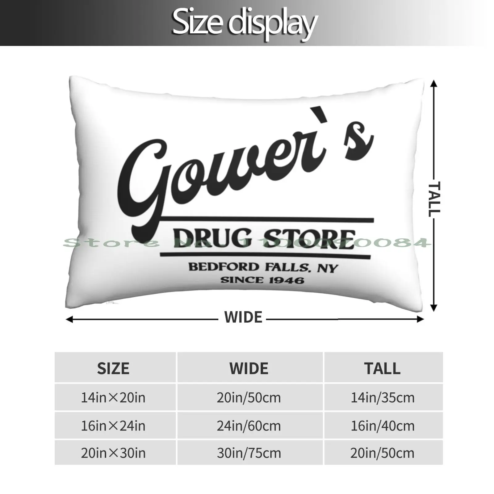 Gowers Drug Store Pillow Case 20x30 50*75 Sofa Bedroom 1946 Xmas A Christmas Carol George Bailey Films Movies Its A Wonderful