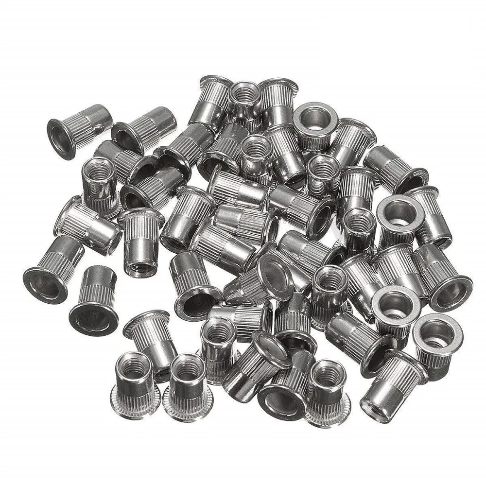 10/20/50/100Pcs M3 M4 M5 M6 M8 M10 Aluminum Alloy Rivnut Flat Head Threaded Rivet Insert Nutsert Cap Rivet Nut