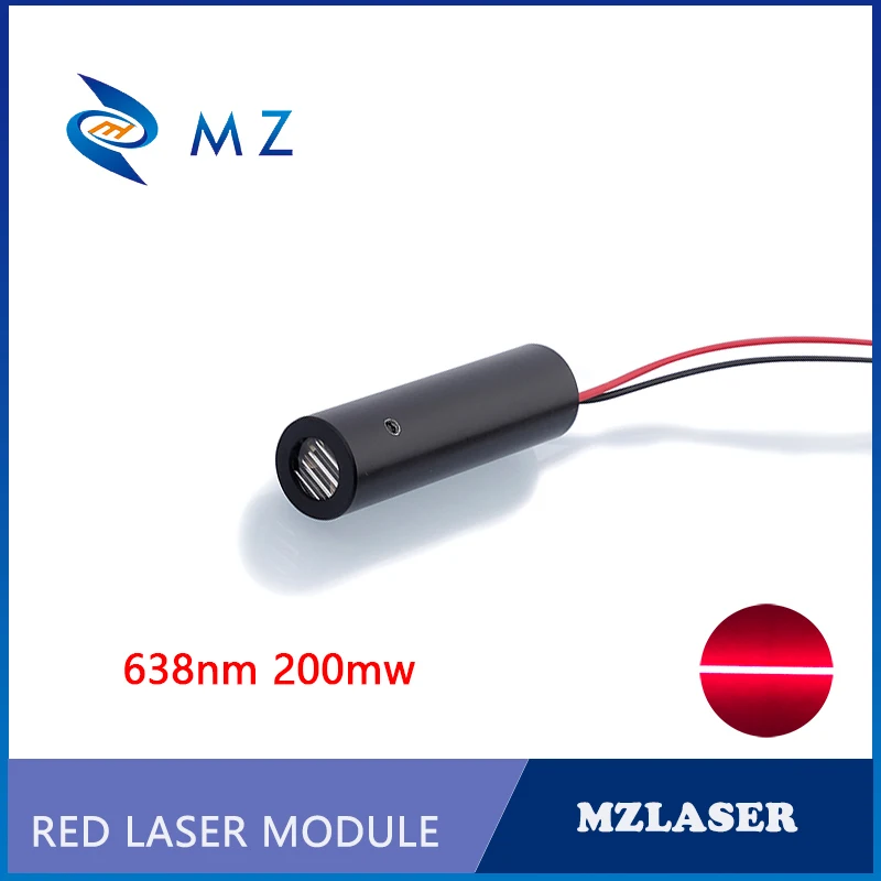 Red Line Laser Diode Module D12mm 638nm 50mw 100mw 150mw 200mw Line Laser Module APC Circuit Driver Industrial Grade