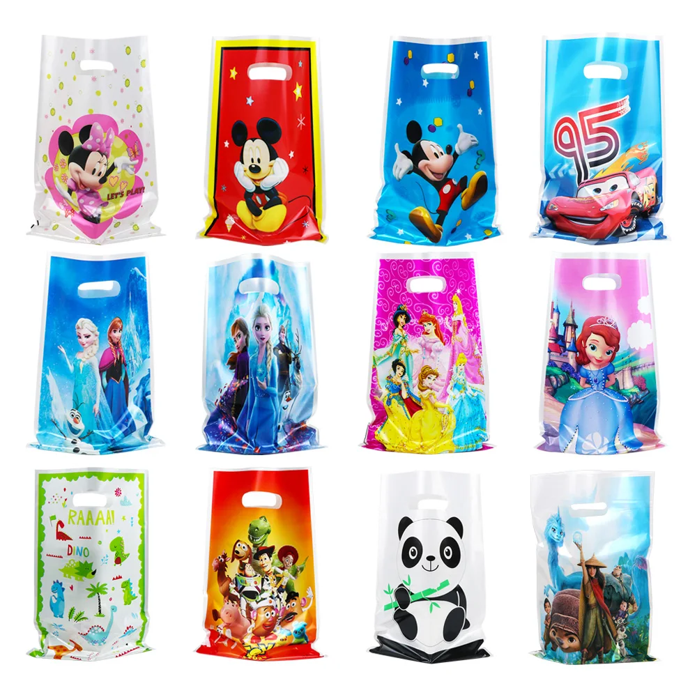 

50pcs Candy Bag SpiderMan Frozen Anna and Elsa Gift Bag Mickey Dinosaur Loot Bag Kids Favor Birthday Party Decoration Supplies