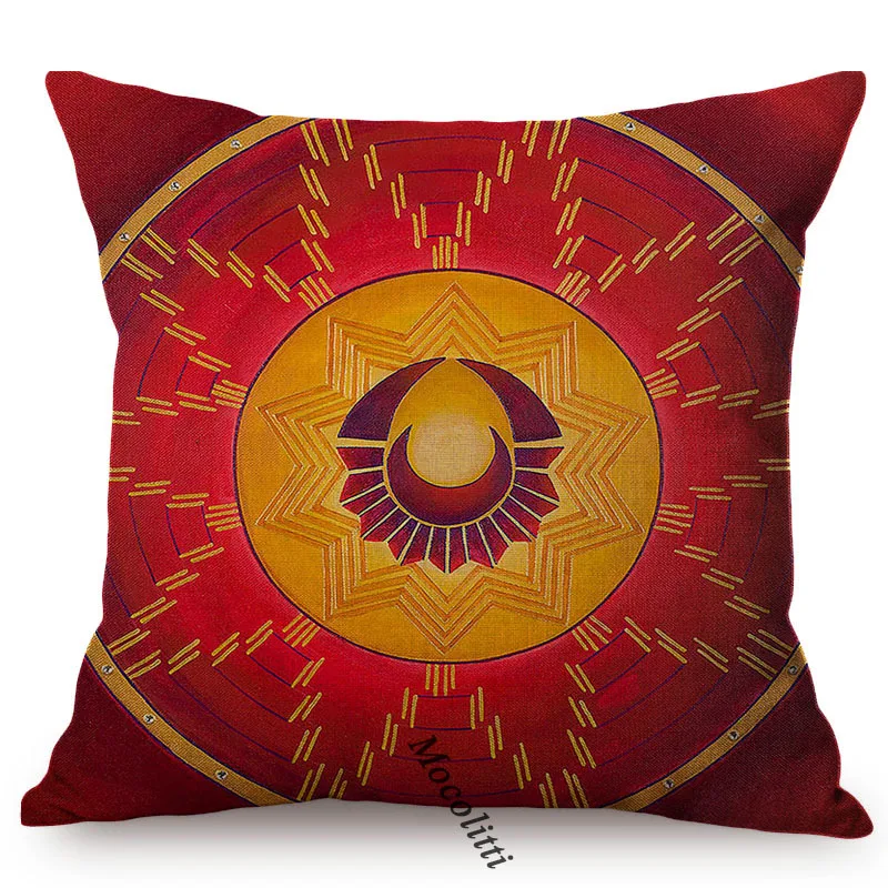Bohemian Mandala Style Pillow Case Mediterranean Floral Geometric Sofa Decorative Cotton Linen Square Cushion Cover