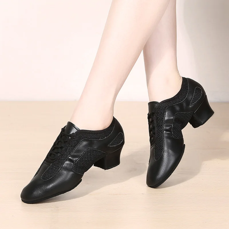 Chaussures de danse latine modernes en daim pour femmes, baskets respirantes, salsa, tango, salle de Rh, jazz, pratique