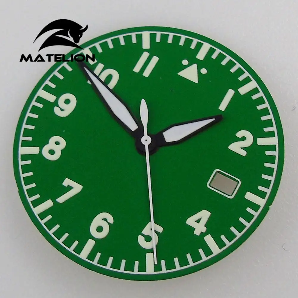 33.6mm Watch Dial+Hands Fit For NH35A NH36A Automatic Movement Green Lume Black Blue Green Coffee Color dial