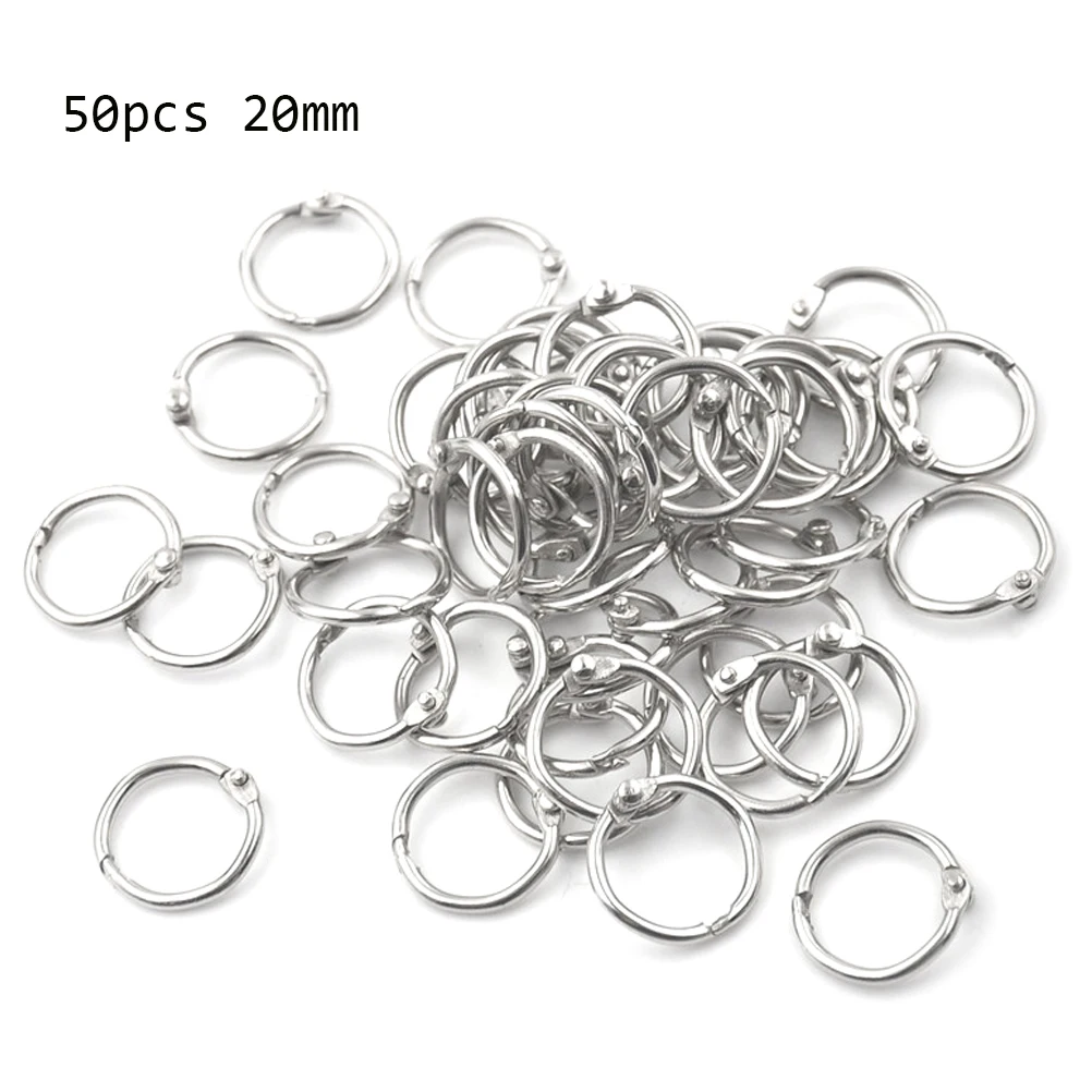 50Pcs Staple Book Binder 20mm Outer Diameter Loose Leaf Ring Keychain Circlip Ring