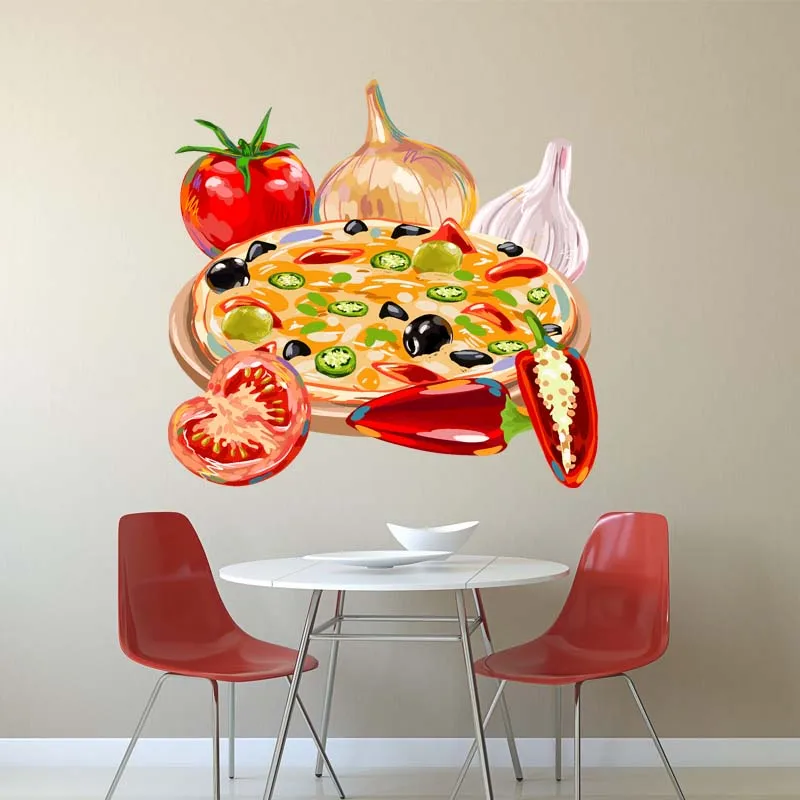 Pizza Sticker Double-sided Restaurant Decal Poster Vinyl Art Wall Decals Decor Mural Pizza Sticker Wall Decal Pizza Glass Decal