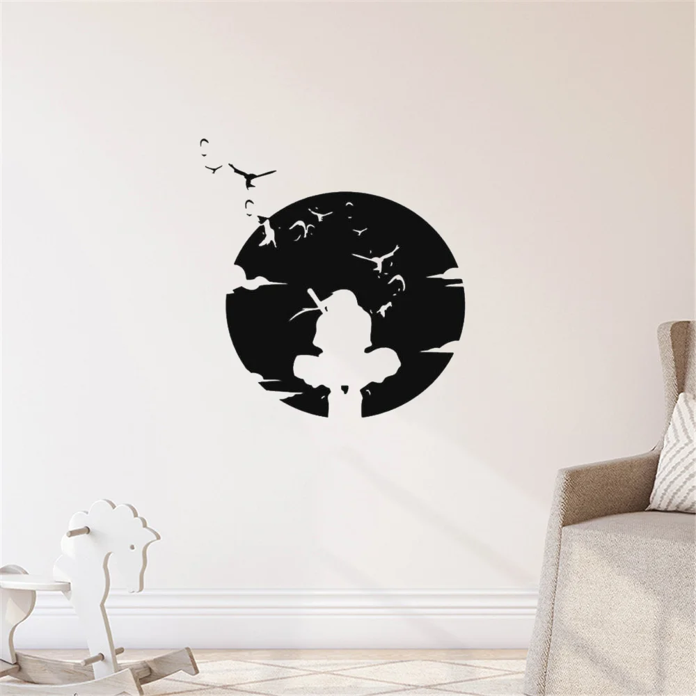 Anbu Itachi Dưới Trăng Decal Dán Tường Nhà Phòng Ngủ Trẻ Em Phòng Nghệ Thuật Anime Trang Trí Vinyl Có Thể Tháo Rời