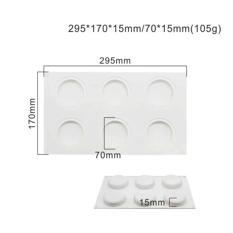 6 Holes Round Tart Decoration Dessert Silicone Tartlet Pastry Cake Mold For Baking Valentine's Day Wedding Mousse Mould image 2