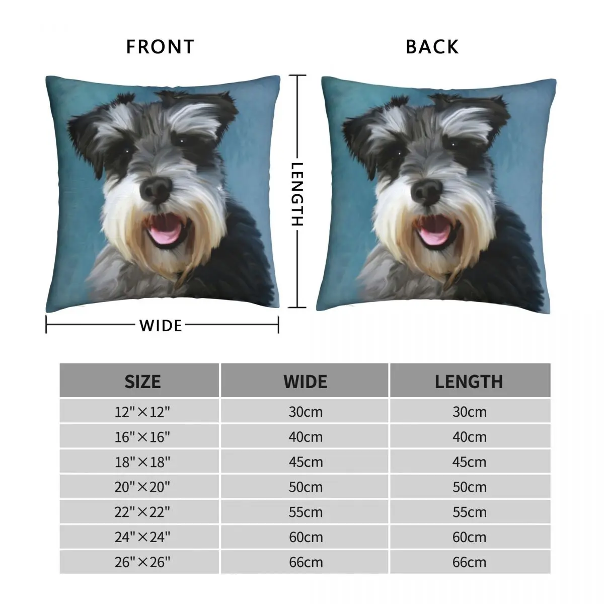 Miniature Schnauzer Dog Water Color Art Pillowcase Polyester Linen Velvet Pattern Zip Decor Car Cushion Cover 45x45