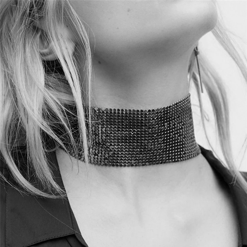 Fashion Metal Sequins Chokers Necklace Jewelry Women Statement Choker Wedding Necklace Jewelry Accessories For A Gift