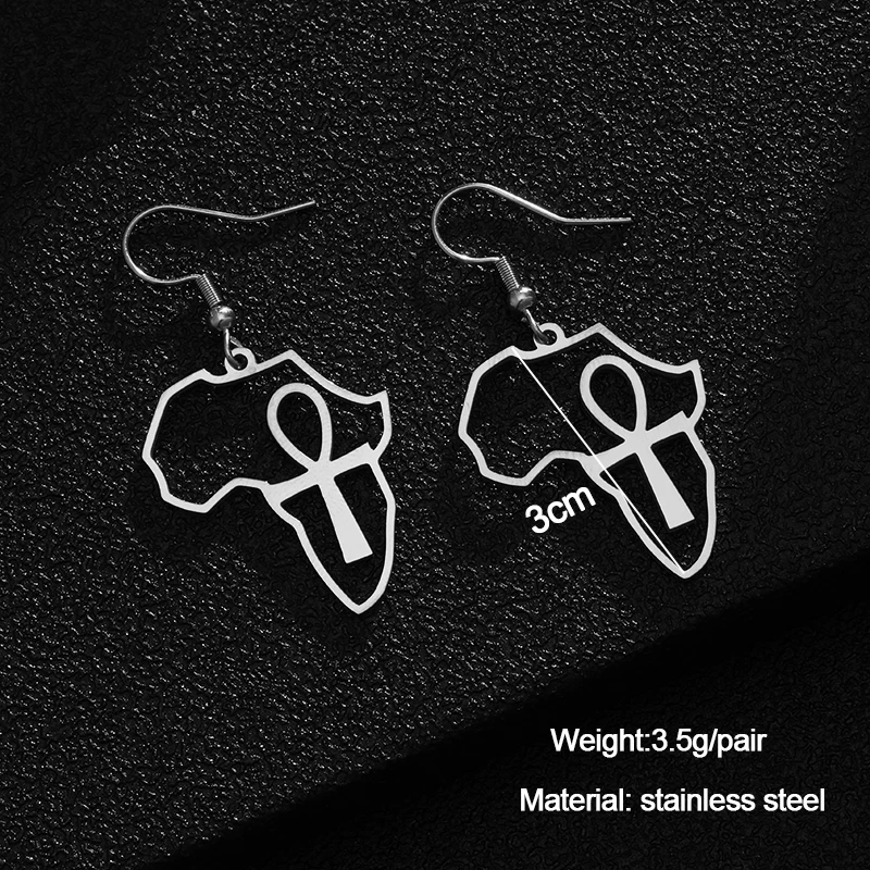 2025 Stainless Steel Steed Africa Map Big Foot Ankle Earrings Exaggerated Large Earrings Egyptian Nile Ethnic Exaggerated Gift