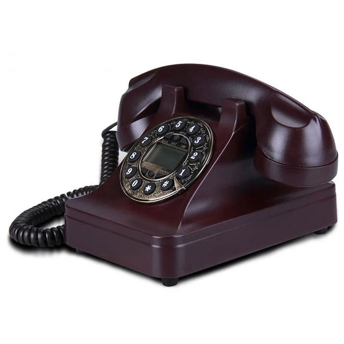 retro landline Telephone hotel home house office Vintage European antique fixed phone black red white  caller ID screen table