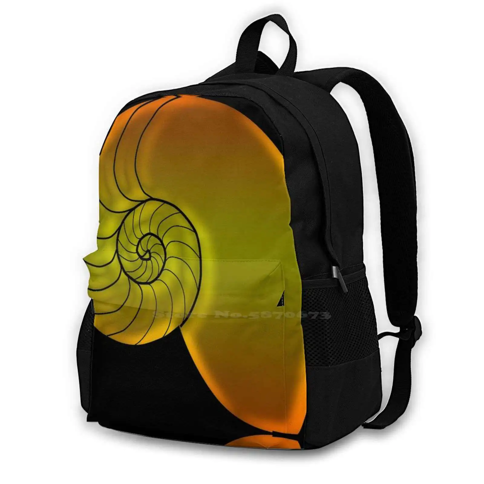 

Golden Nautilus Fibonacci Shell Large Capacity School Backpack Laptop Bags Shell Nautilus Fibonacci Spiral Marine Math Fractal