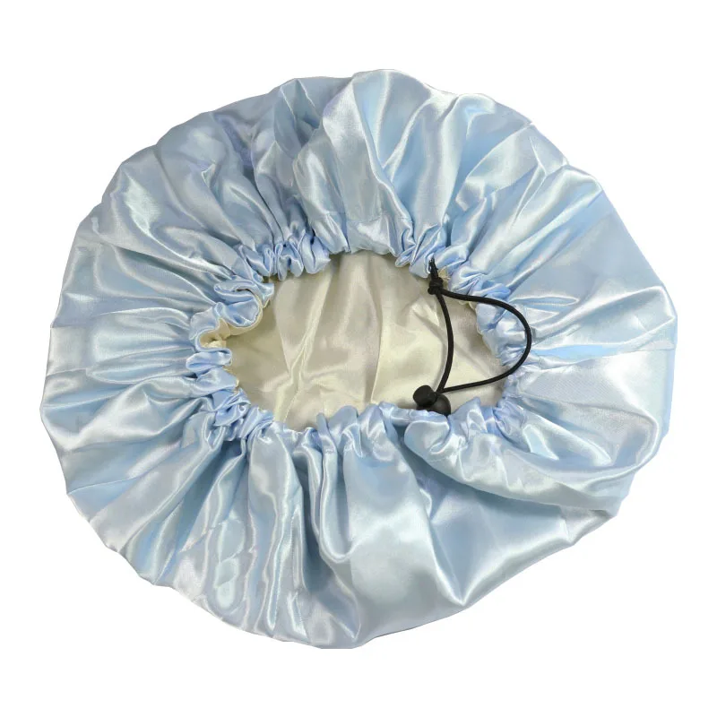 Extra Große Satin Bonnet Doppel Schicht Satin Gefüttert Einstellbare Kordelzug Seide Schlafen Kappe Haar Schutz Kappe Motorhaube Für Frauen – Detail 4